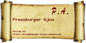 Pressburger Ajna névjegykártya